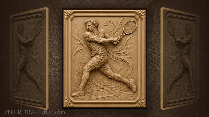 Tennis player dynamic swirling motion 3d STL model