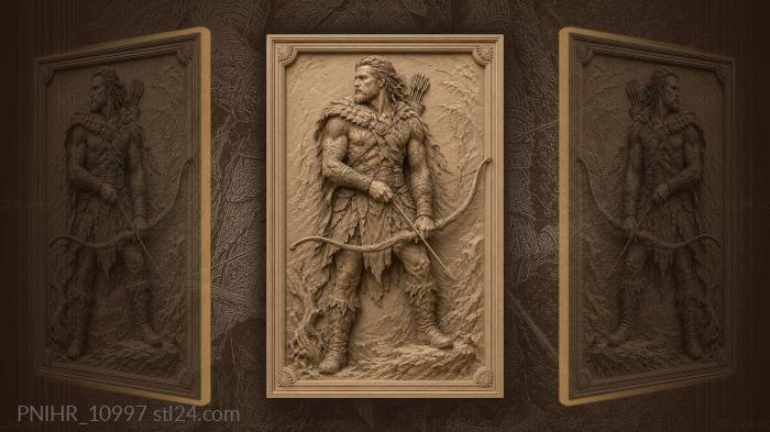 Tattooed archer in fur collar 3d STL model