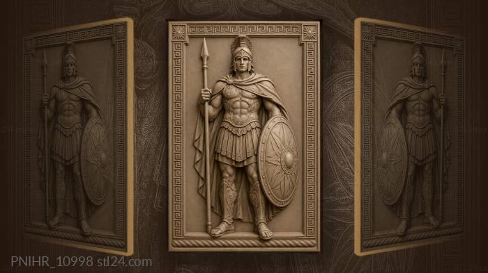Armoured spearman beneath a meander band 3d STL model