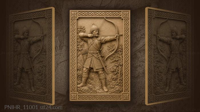 Archer in a pointed hat drawing his bow 3d STL model