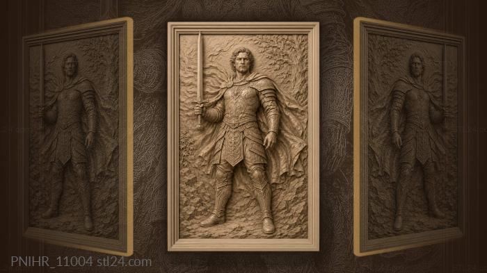 Proud fighter raising upright sword 3d STL model