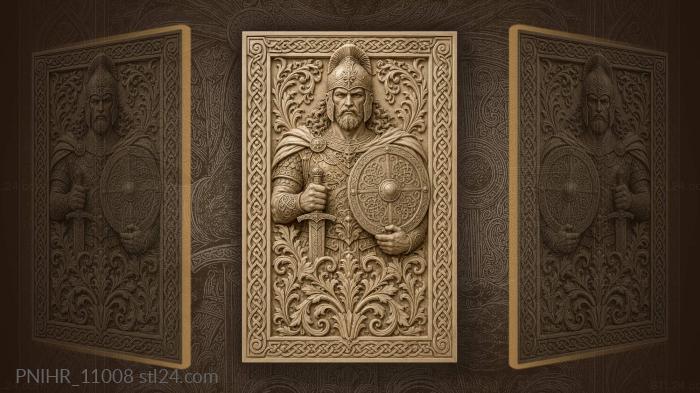 Crested helmet above scrolling foliage 3d STL model