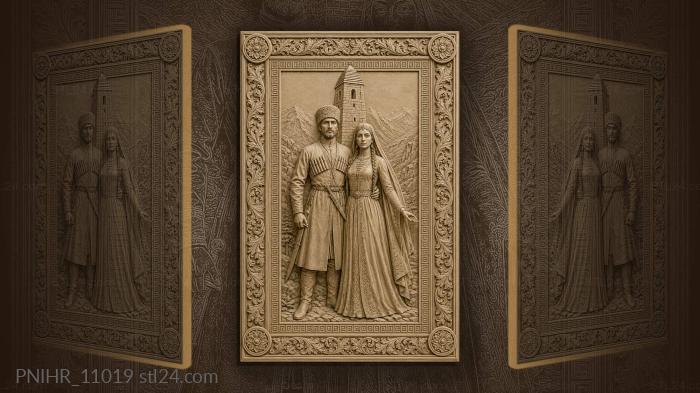 Couple near ancient stone tower 3d STL model