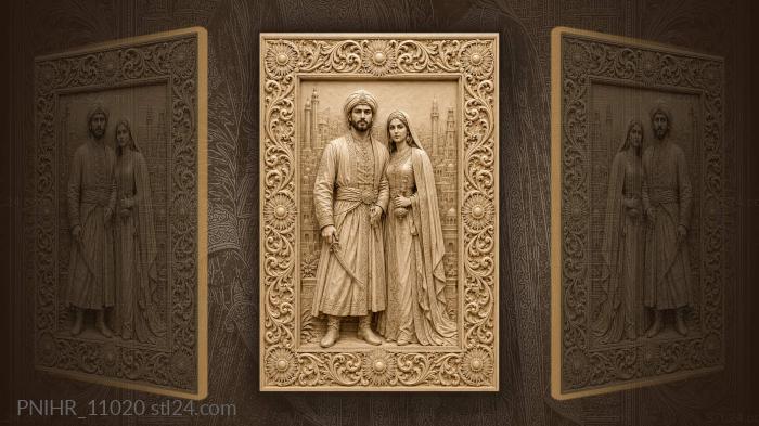 Caucasus couple with city backdrop 3d STL model