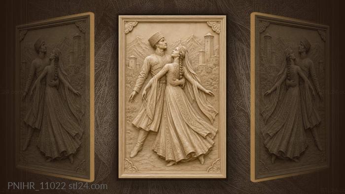 Dancing couple mountain silhouette romance 3d STL model