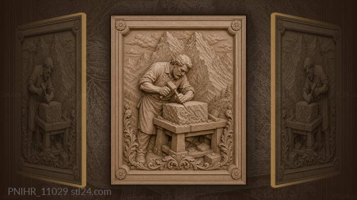 Stone cutter beneath a mountain ridge 3d STL model