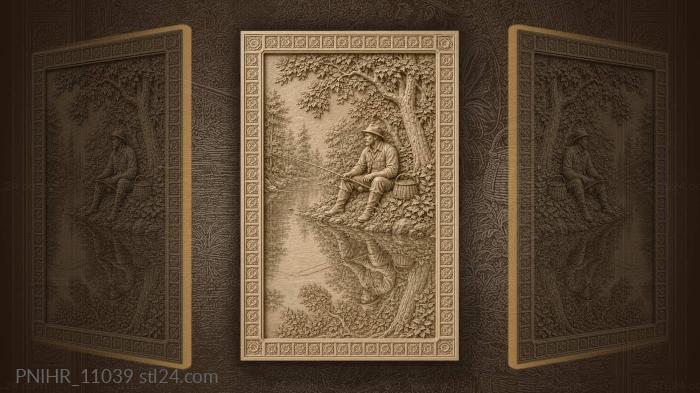 Angler and his reflection in river 3d STL model