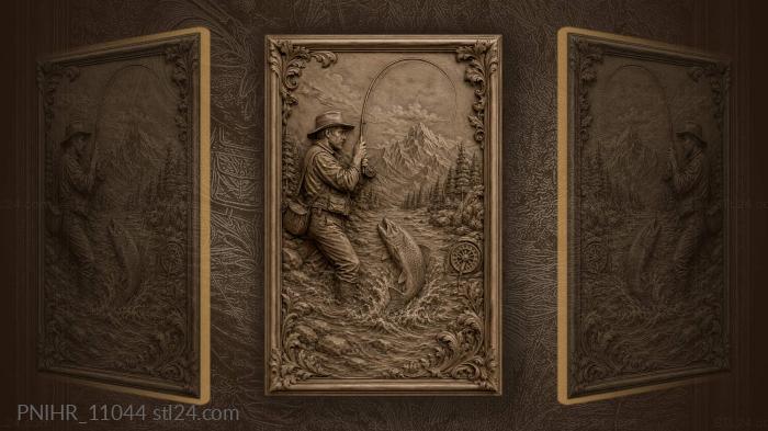 Reel and trout below a mountain slope 3d STL model