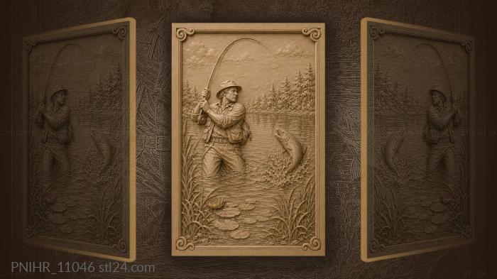 Angler waist deep among lilies 3d STL model