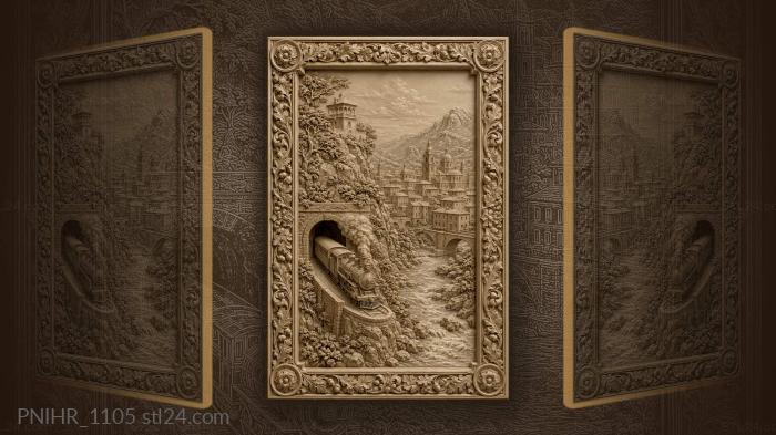 Train leaves the tunnel toward the river 3d STL model