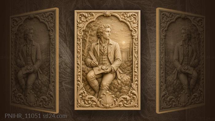 Man with a letter at seaside sunset · Johann Wolfgang von Goethe 3d STL model