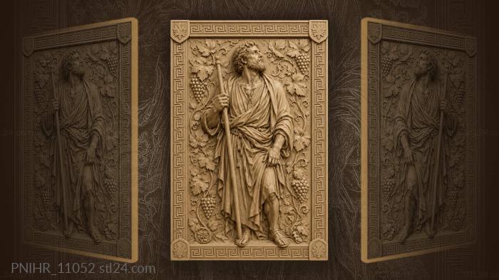 Man with a staff among grapevines 3d STL model