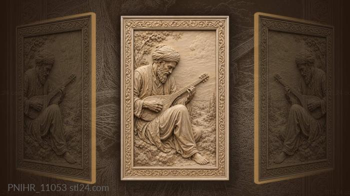 Musician with hillside landscape 3d STL model