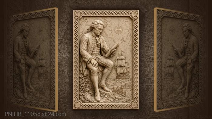 James Cook with a scroll by the map · Vladimir Tatlin 3d STL model