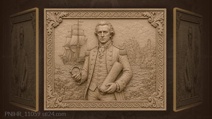 Horatio Nelson with a map and compass 3d STL model