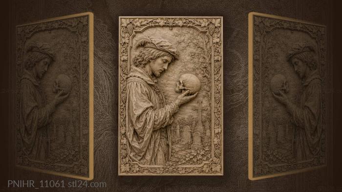 Renaissance man contemplating mortality graveyard 3d STL model