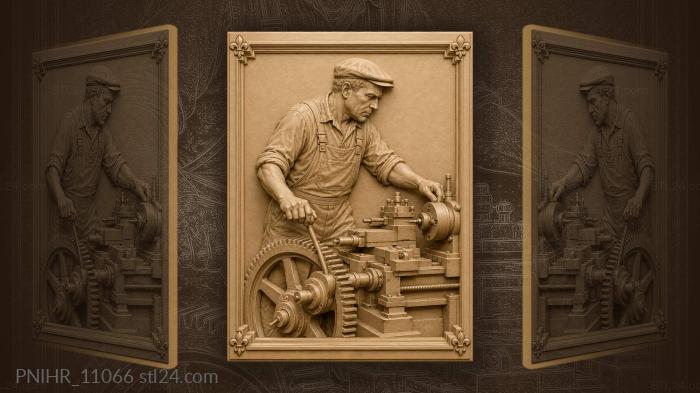 Hand on lever beside giant gear 3d STL model