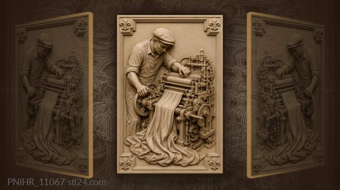 Old weaver at his loom 3d STL model