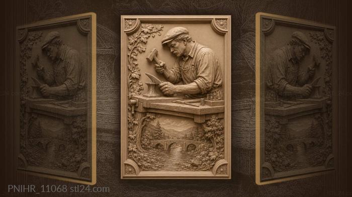 Blacksmith at work riverside landscape 3d STL model