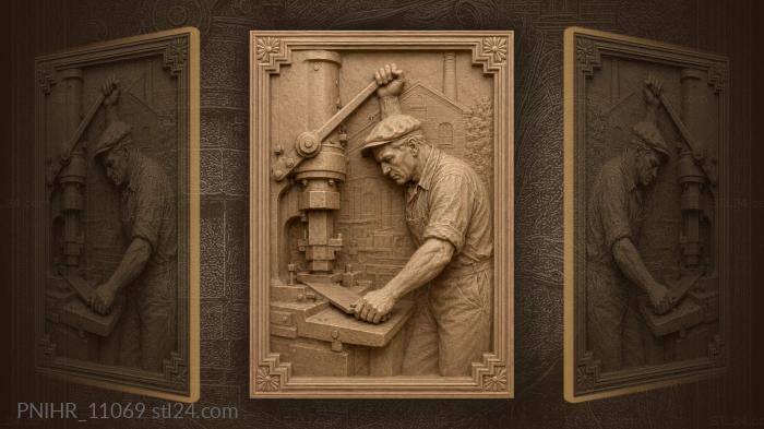 Worker at the metal press 3d STL model