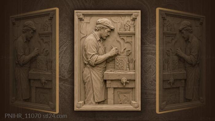 Craftsman gesturing with a small tool 3d STL model