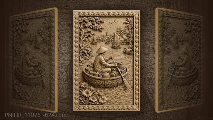River journey with basket boat 3d STL model