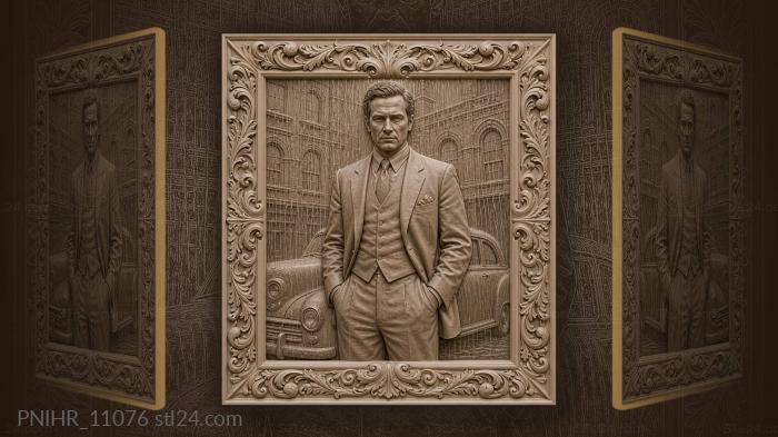 Humphrey Bogart waits in the rain by a car 3d STL model