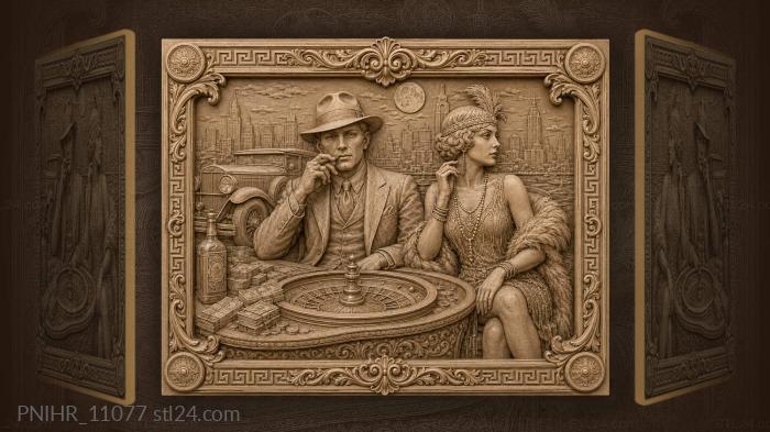 Al Capone plays roulette with his companion 3d STL model