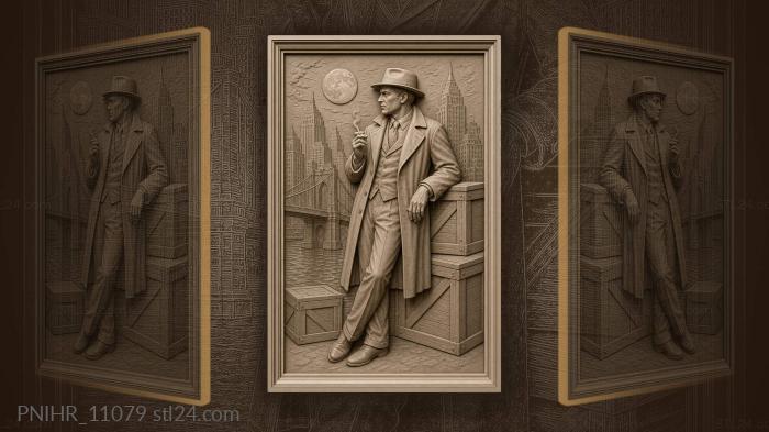 Al Capone smokes by crates under a bridge 3d STL model