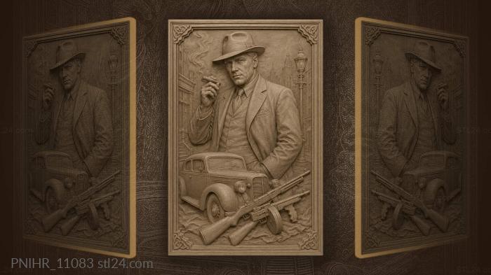 Al Capone poses with Tommy guns 3d STL model