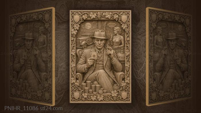 Al Capone plays cards in a casino 3d STL model