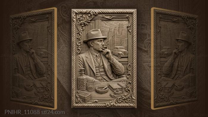 Al Capone smokes a cigar at his desk 3d STL model