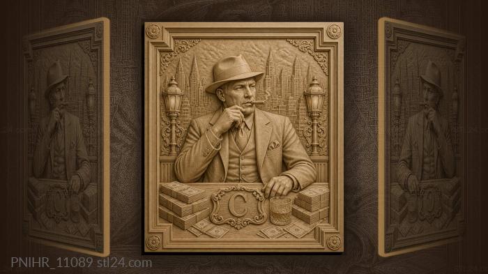 Al Capone counts money at his desk 3d STL model