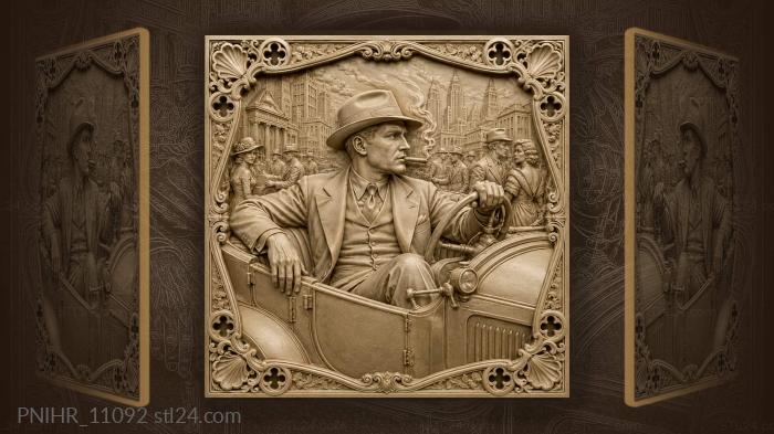 Al Capone drives through a crowded street 3d STL model