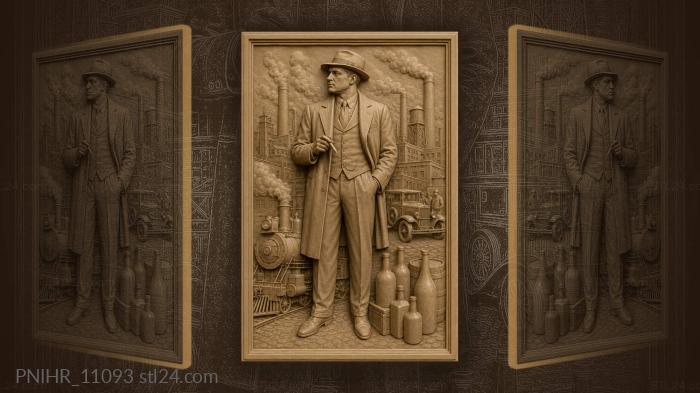 Al Capone stands by a train with whiskey 3d STL model