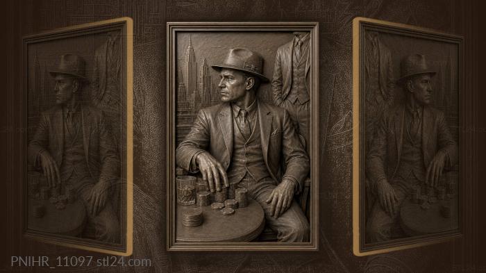 Al Capone sits at a poker table 3d STL model