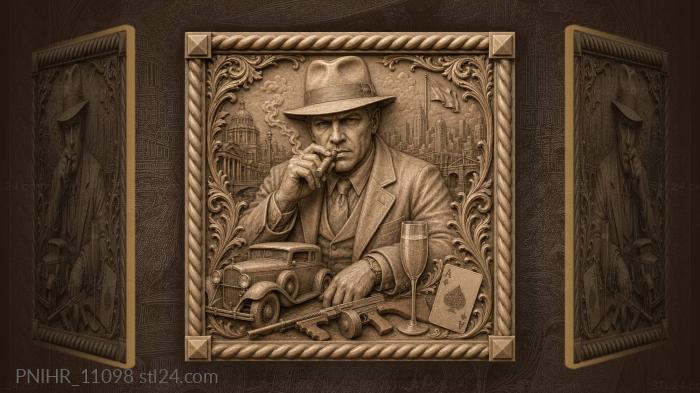 Al Capone poses with a cigar by a car 3d STL model