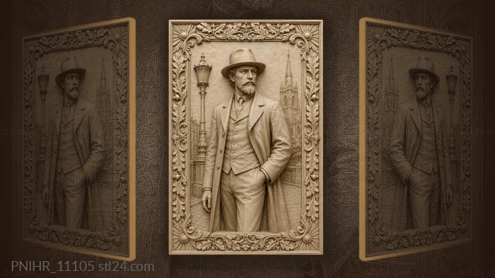 Man in hat and coat before church 3d STL model