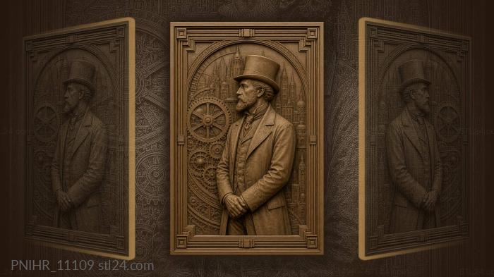 Man with city gear silhouette 3d STL model