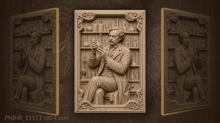 Thomas Edison with a flask in his lab 3d STL model