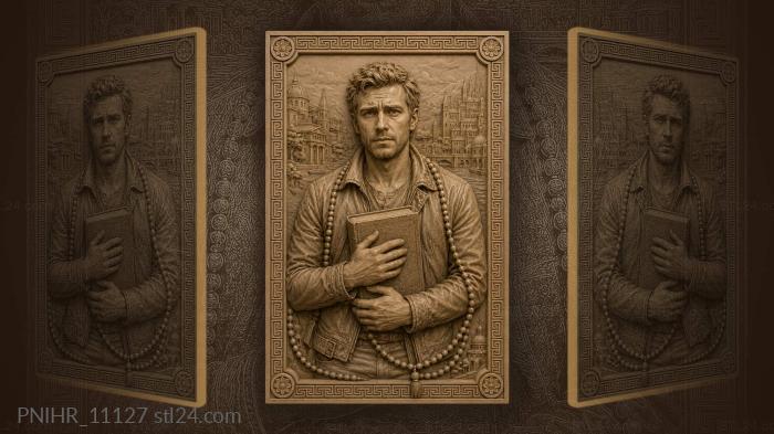Man in leather jacket with prayer beads 3d STL model