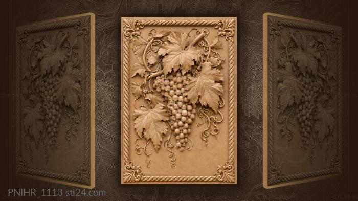 Grape bunches above leafy knots 3d STL model