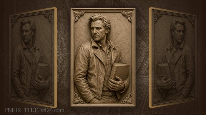 Indiana Jones with a book in a leather jacket 3d STL model