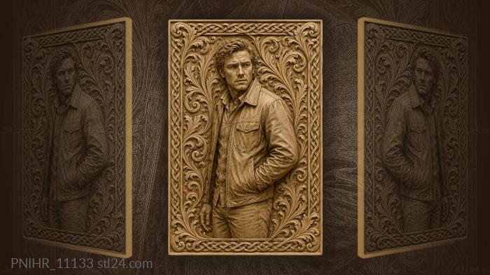 James Dean in a jacket among scrolling vines 3d STL model