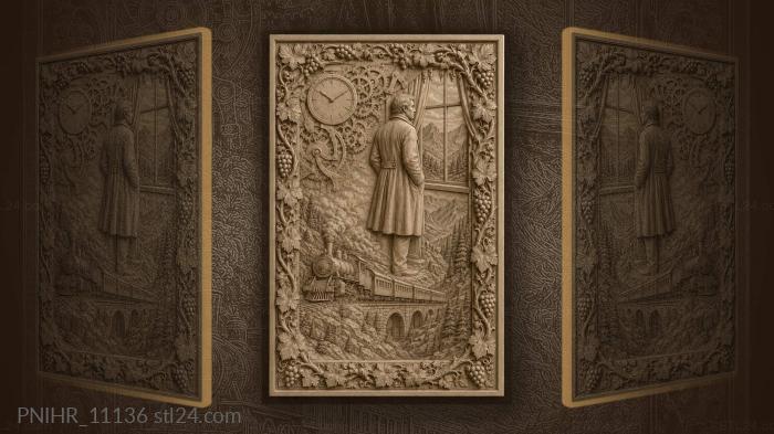 Man at window mountain trainscape 3d STL model
