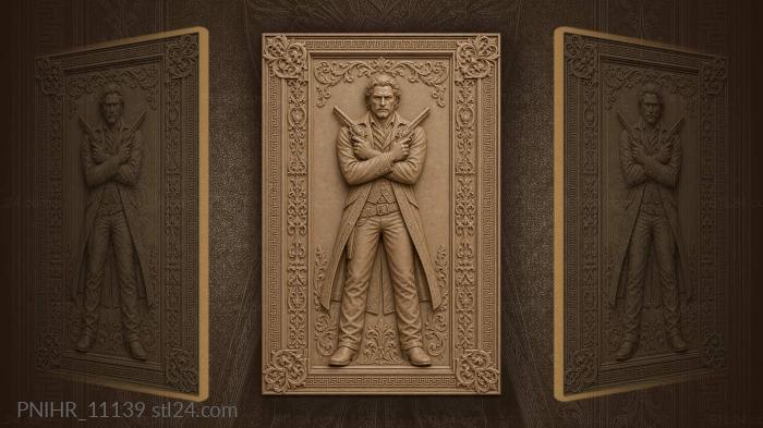 Stern man with twin pistols 3d STL model