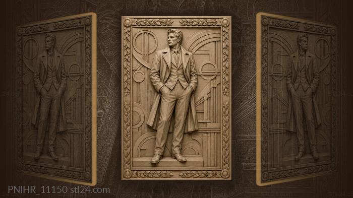 Man in coat geometric design 3d STL model