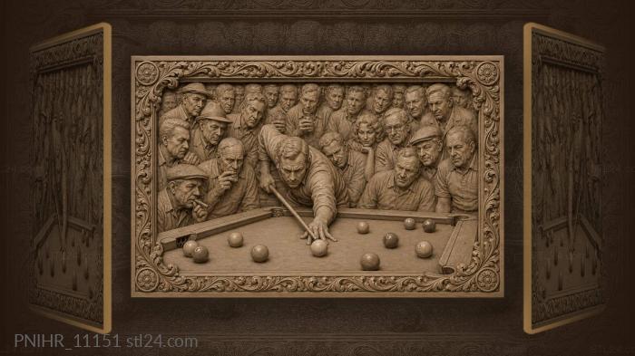 Pool player focused game lively crowd 3d STL model