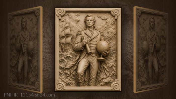 Captain with globe and telescope in storm · Napoleon Bonaparte 3d STL model