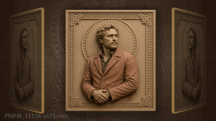 Man in a red jacket with a halo 3d STL model